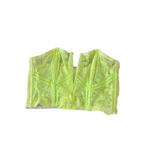 La Senza Regina Miracle Bustier Crop Bra Yellow Lace 34B NWOT